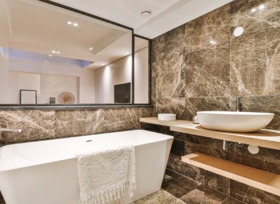 Bright small apartment bathroom