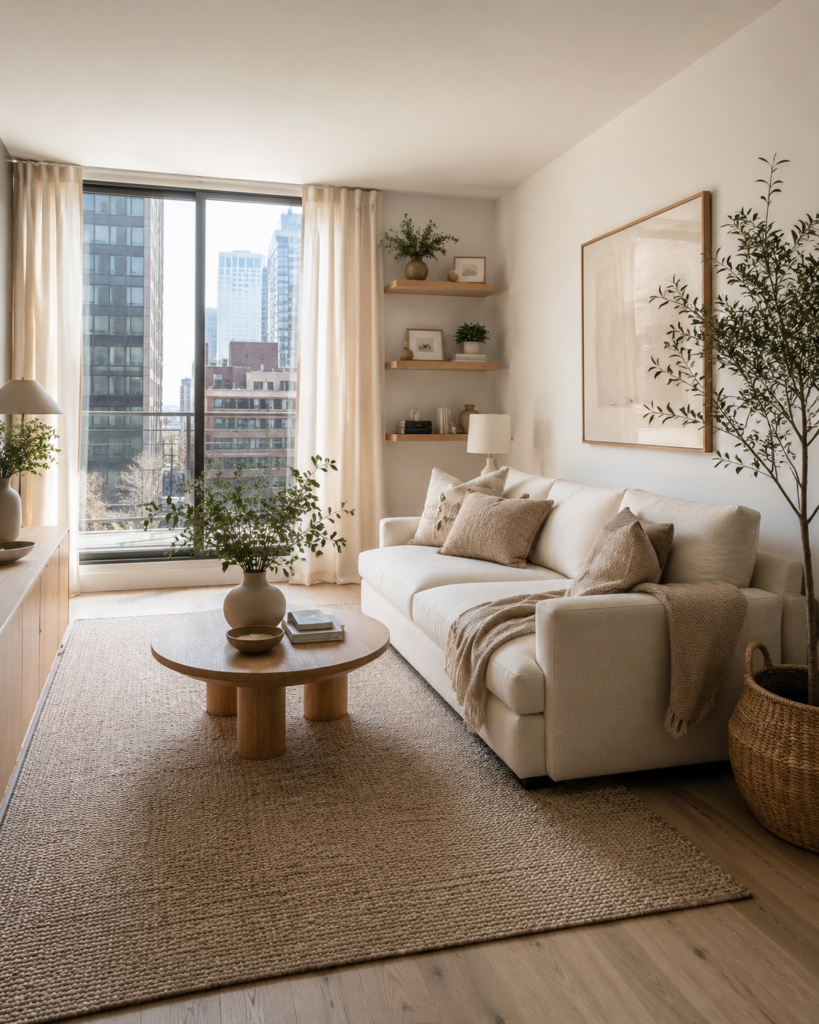 Apartment Living Room Ideas With Cozy Neutral Decor