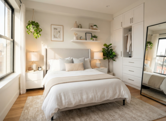 Modern small apartment bedroom ideas with space-saving furniture and cozy decor