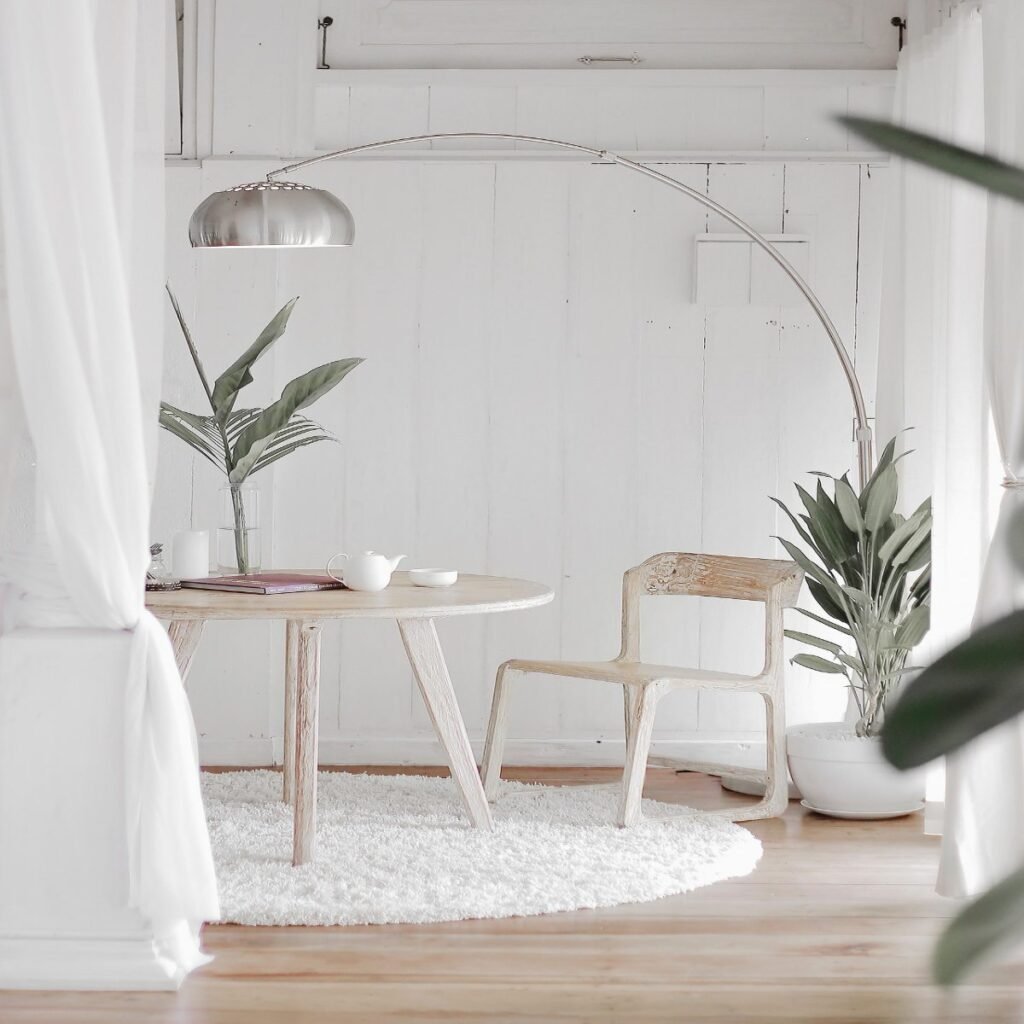 layered lighting ideas with arc floor lamp for small apaartment 
